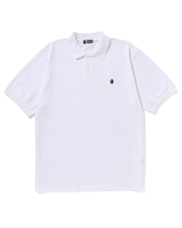 Camiseta Bape Ape Head One Point Relaxed Fit Polo Hombre Blancas | EKLPW-6213