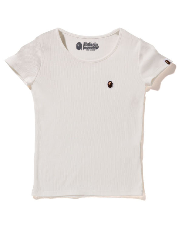 Camiseta Bape Ape Head One Point Rib Mujer Blancas | YMKIU-3514