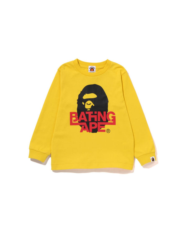 Camiseta Bape Bathing Ape Ape Head L/S Niños Amarillo | HUKXF-3902