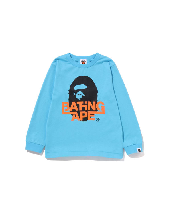 Camiseta Bape Bathing Ape Ape Head L/S Niños Azules | JSVRP-0149