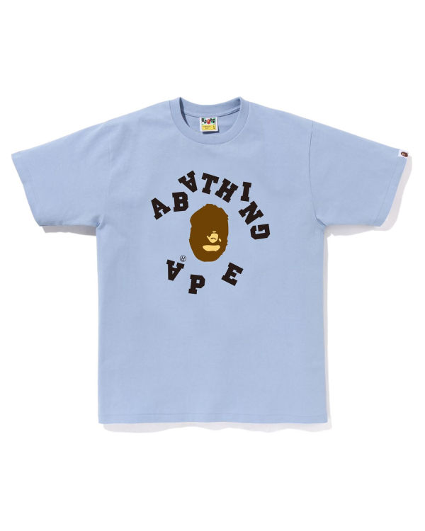 Camiseta Bape Broken College Hombre Azules | ZHTGW-3459