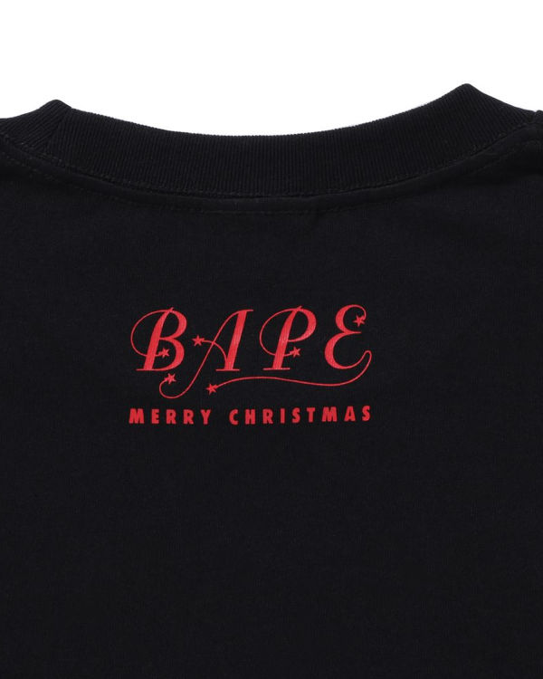 Camiseta Bape Christmas Ape Head Hombre Negras | XKWIU-7941