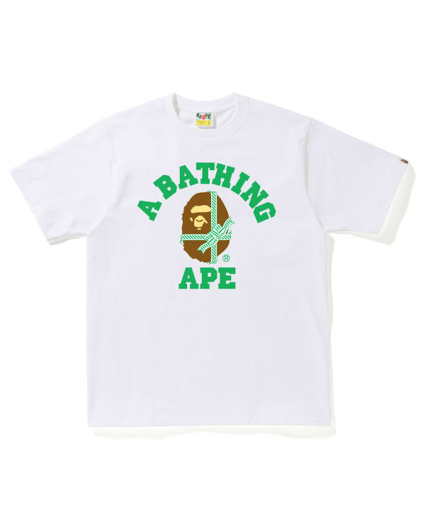 Camiseta Bape Christmas College Hombre Blancas | SJMUY-4086