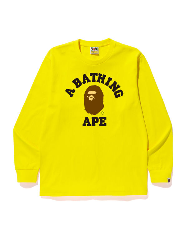 Camiseta Bape College Hombre Amarillo | BZECO-3041