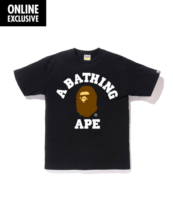 Camiseta Bape College Hombre Negras | CSZWV-7249