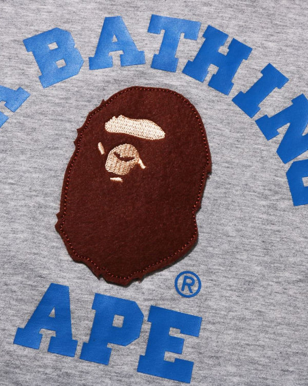 Camiseta Bape College Raglan Niños Gris | BDMSK-2568