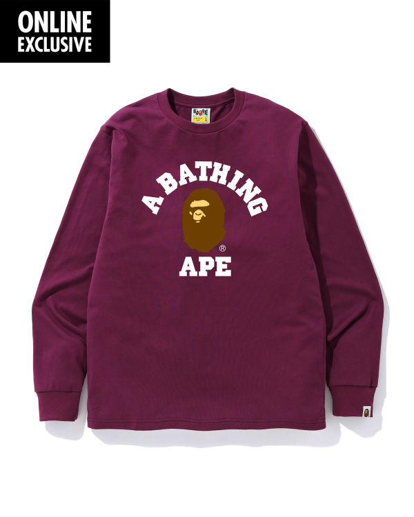 Camiseta Bape College logo Hombre Moradas Oscuro | ZPTUO-6794