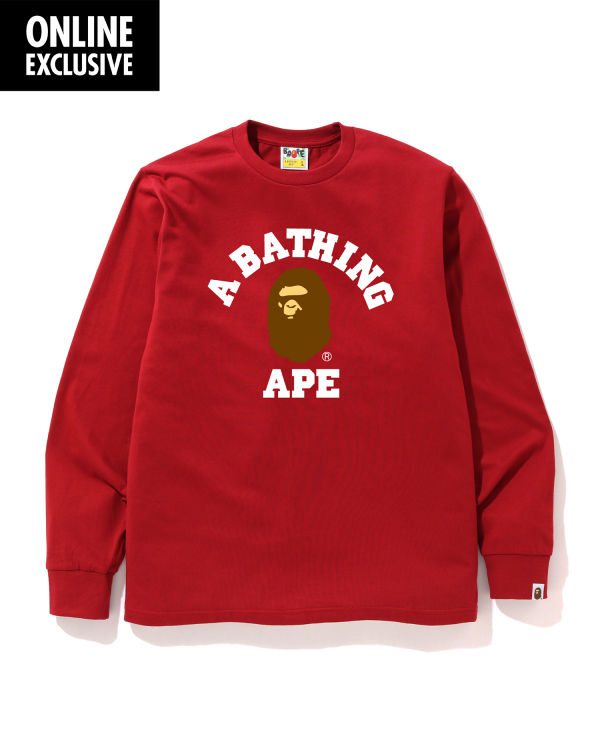 Camiseta Bape College logo Hombre Rojas Claro | GFCHM-4351