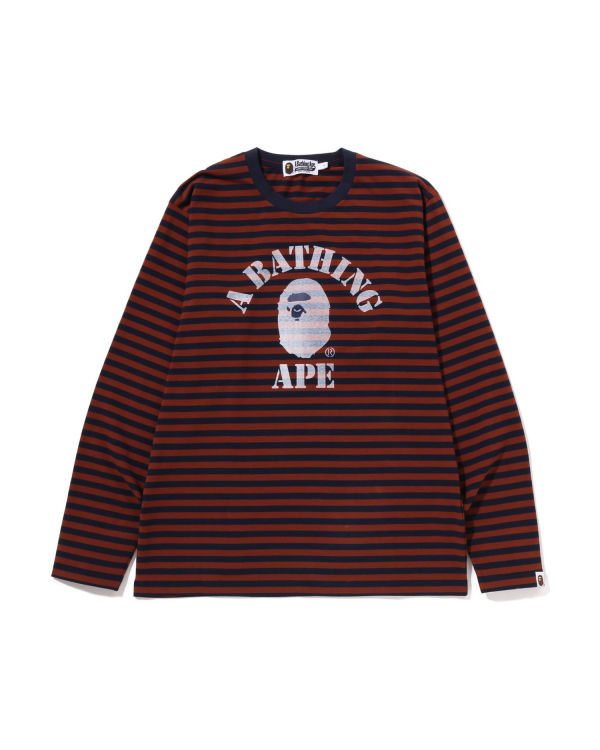 Camiseta Bape Discharge College Hoop L/S Hombre Marrones | DQVEJ-2710