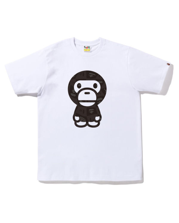 Camiseta Bape Distortion Big Milo Hombre Blancas | NOSAM-8914