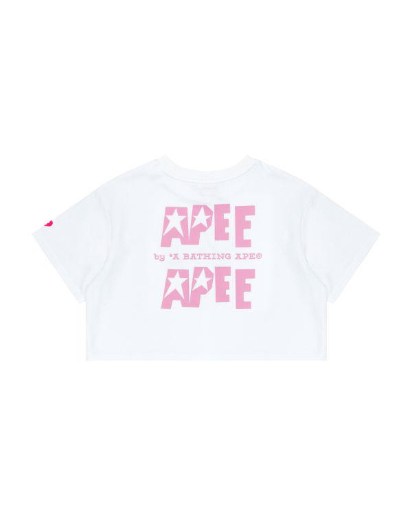 Camiseta Bape Double logo cropped Mujer Blancas | KUBAS-6751