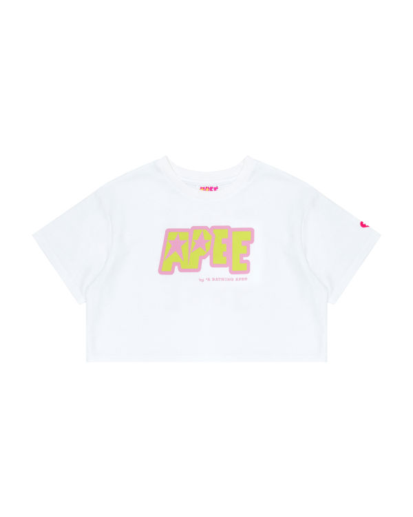 Camiseta Bape Double logo cropped Mujer Blancas | KUBAS-6751