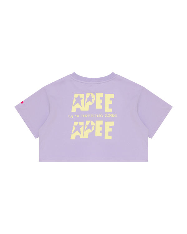 Camiseta Bape Double logo cropped Mujer Moradas | SDPGW-3471