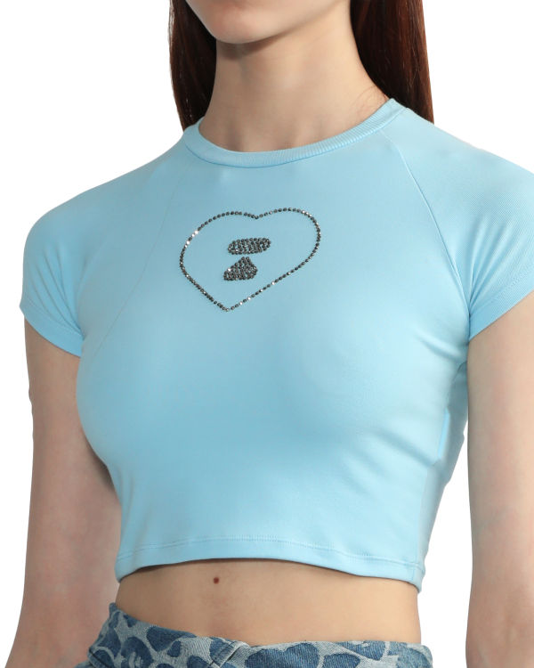 Camiseta Bape Estampadas crop #2 Mujer Azules | MOCYZ-1329