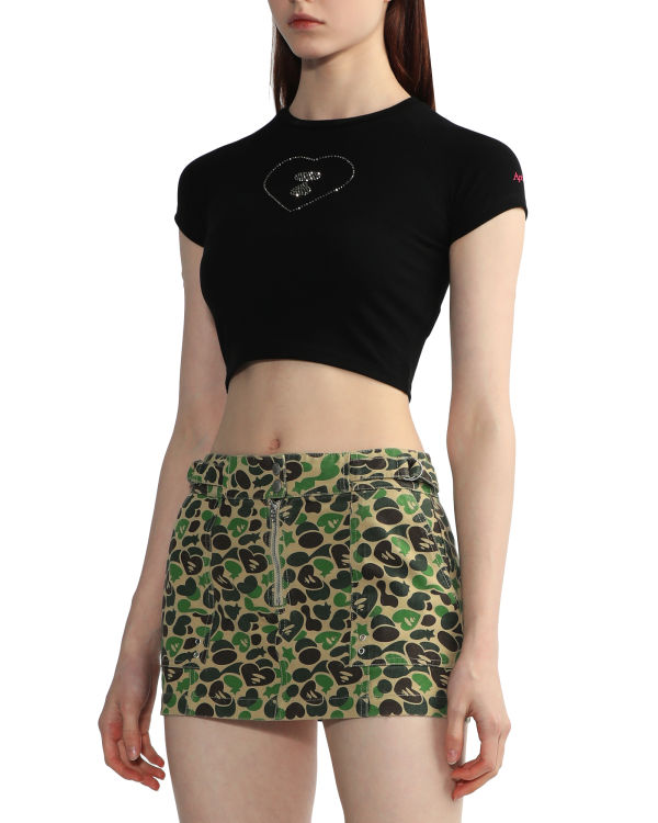 Camiseta Bape Estampadas crop #2 Mujer Negras | NYPIU-8964