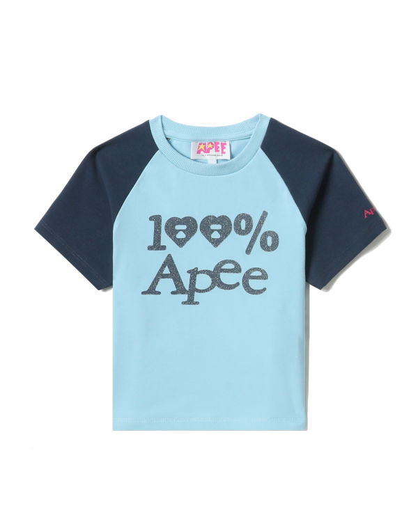 Camiseta Bape Estampadas crop raglan Mujer Azules Claro | EWSBT-4321