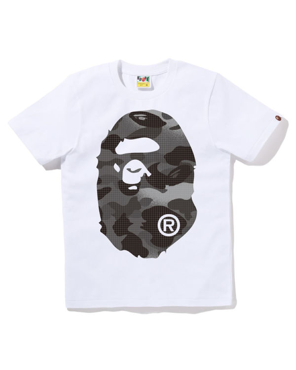 Camiseta Bape Grid Camo Big Ape Head Mujer Blancas | UAWGR-2365