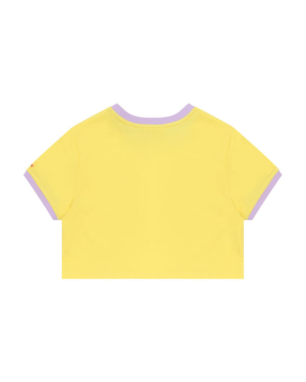 Camiseta Bape Heart cropped Mujer Amarillo | PVETI-6481