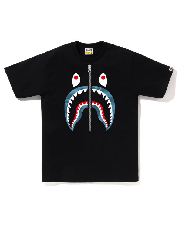 Camiseta Bape Honeycomb Camo Shark Hombre Negras | ZYUQM-4213