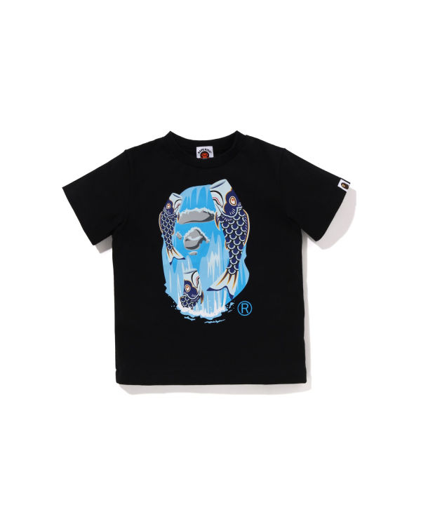 Camiseta Bape Koinobori Waterfall Ape Head Niños Negras | YRXPV-7123