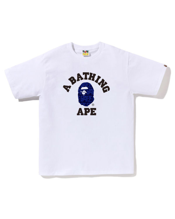 Camiseta Bape Logo Monogram College Hombre Blancas | OPGYU-6975