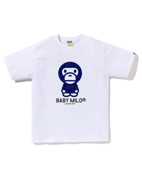 Camiseta Bape Logo Monogram Milo Hombre Blancas | HTXKV-3025