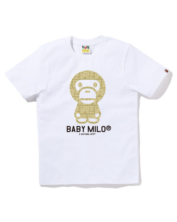 Camiseta Bape Logo Monogram Milo Mujer Blancas | PRLYE-4302