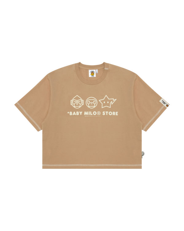 Camiseta Bape Logo crop fit Mujer Beige | GKMCA-1723