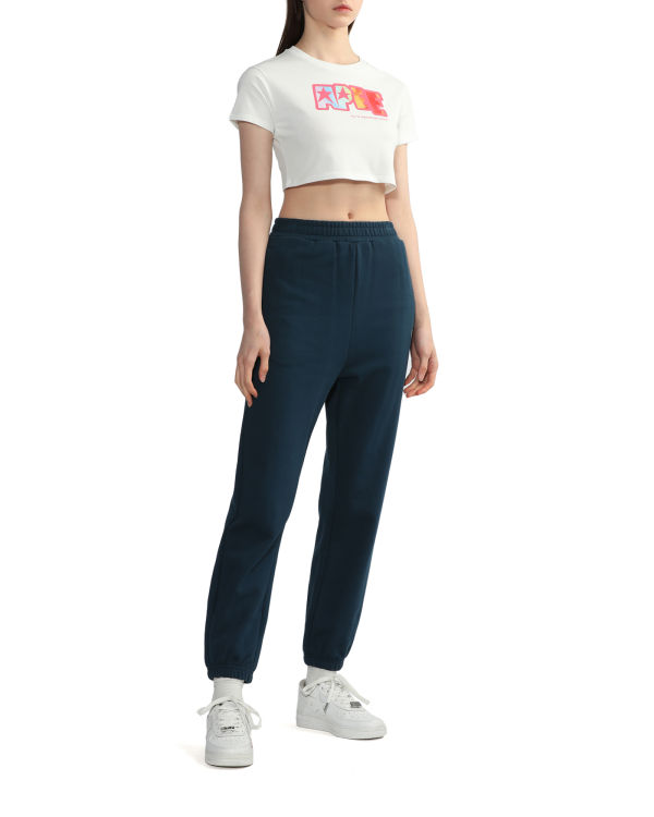 Camiseta Bape Logo printed crop Mujer Blancas | GVAFE-3897