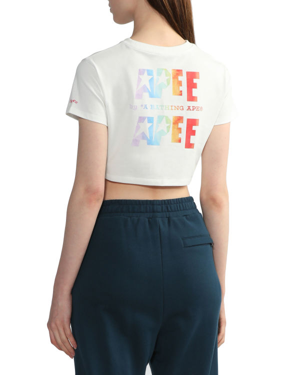 Camiseta Bape Logo printed crop Mujer Blancas | GVAFE-3897