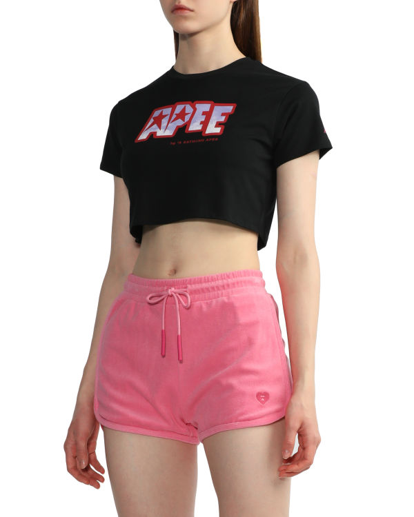 Camiseta Bape Logo printed crop Mujer Negras | VGZWY-8051