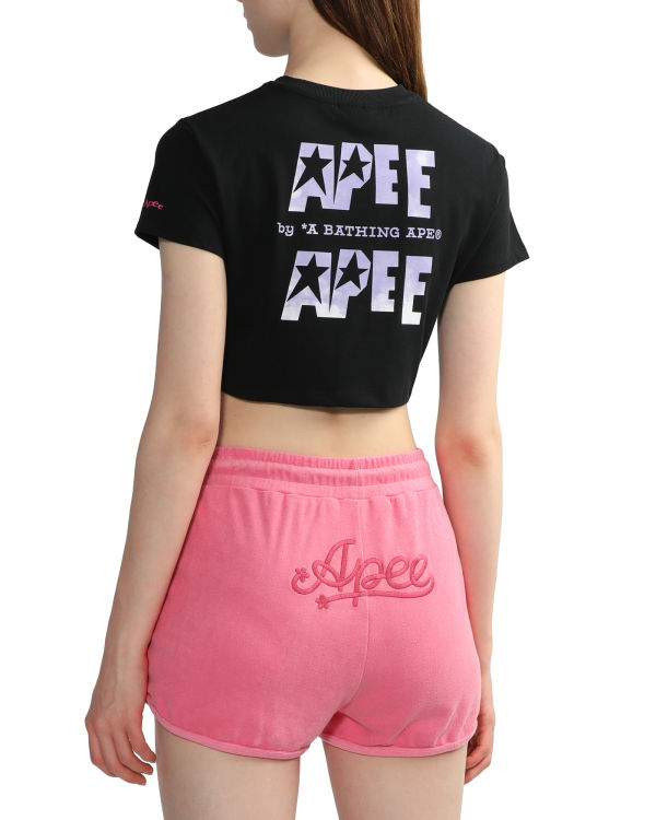 Camiseta Bape Logo printed crop Mujer Negras | VGZWY-8051