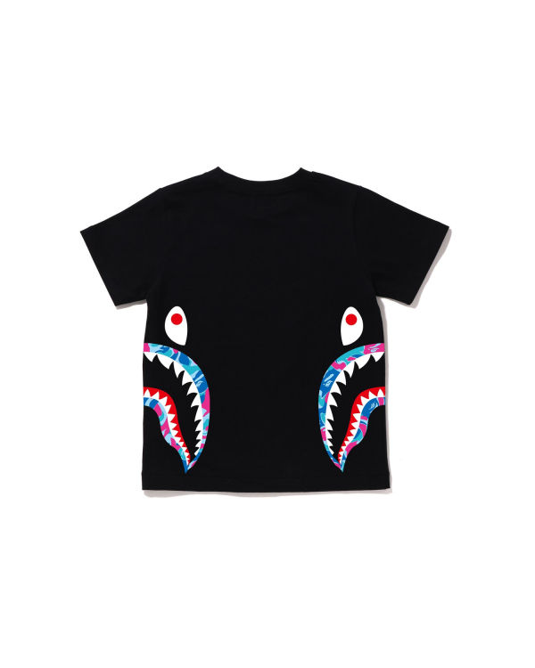 Camiseta Bape Marble Camo Side Shark Niños Negras | GOBCK-0356