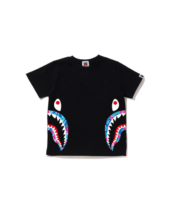 Camiseta Bape Marble Camo Side Shark Niños Negras | GOBCK-0356