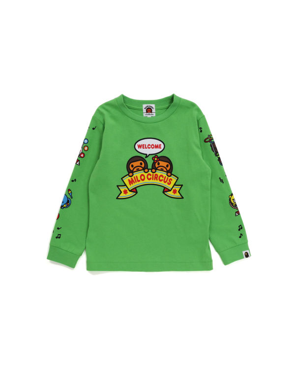 Camiseta Bape Milo Circus L/S Niños Verde | WUOGR-2347