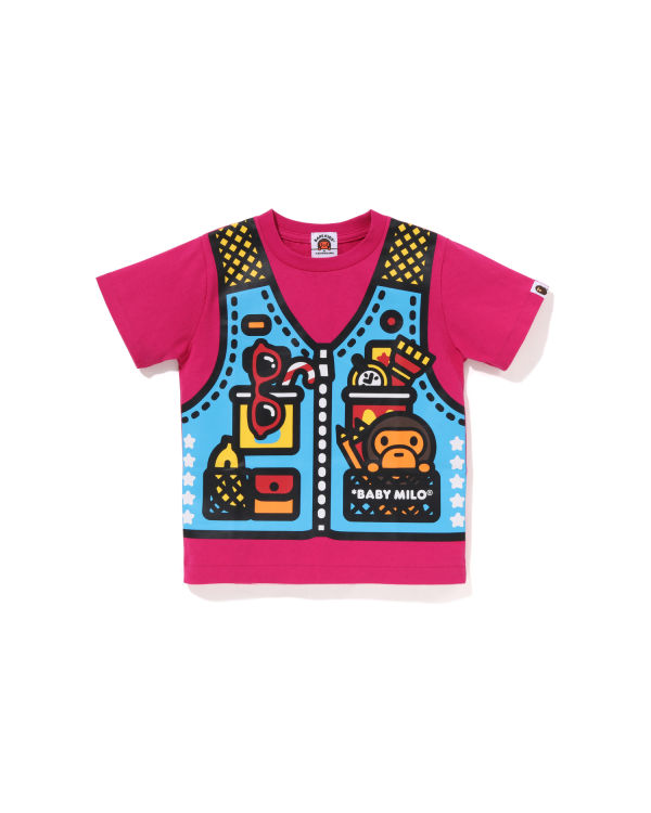 Camiseta Bape Milo Fishing Print Niños Rosas | EPKGY-6815