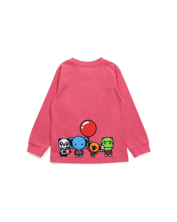 Camiseta Bape Milo & Friends L/S Niños Rosas | RVNAF-8063