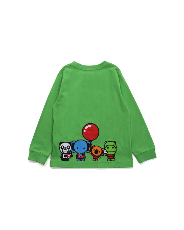 Camiseta Bape Milo & Friends L/S Niños Verde Claro | PDTKR-8193