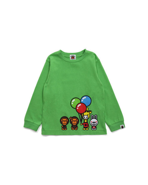 Camiseta Bape Milo & Friends L/S Niños Verde Claro | PDTKR-8193