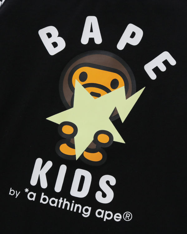 Camiseta Bape Milo Glow In The Dark STA L/S Niños Negras | GNITZ-7581