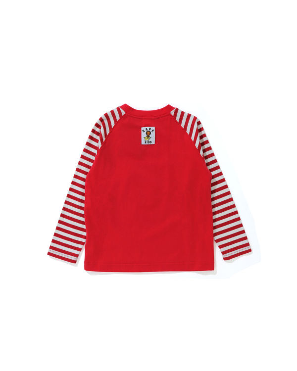 Camiseta Bape Milo Glow In The Dark STA L/S Niños Rojas Claro | XZSKP-2615