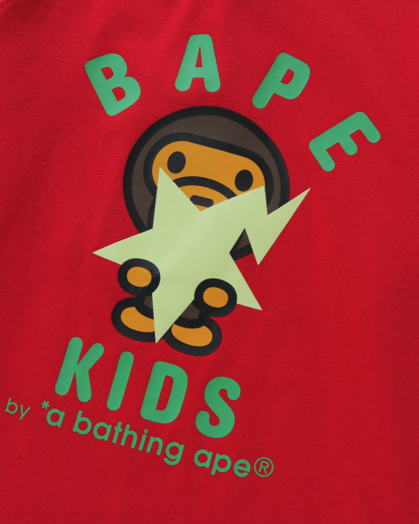 Camiseta Bape Milo Glow In The Dark STA L/S Niños Rojas Claro | XZSKP-2615