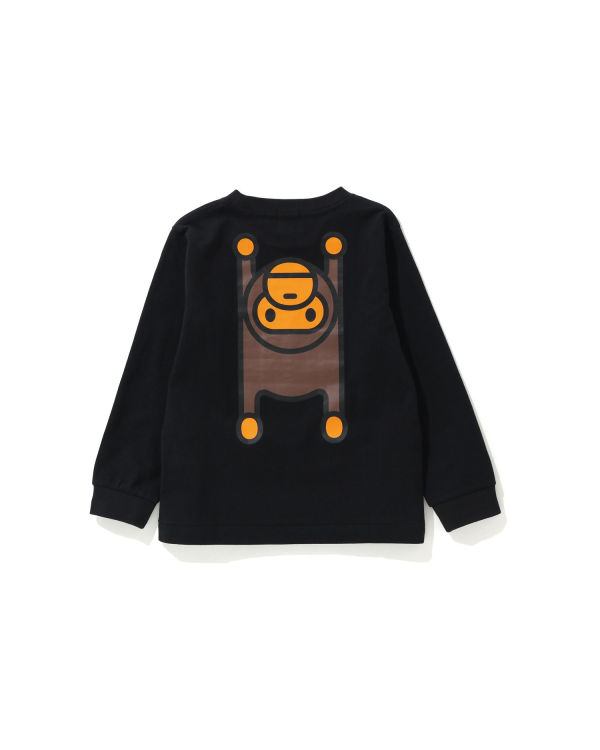 Camiseta Bape Milo Rug L/S Niños Negras | CRBMA-0459