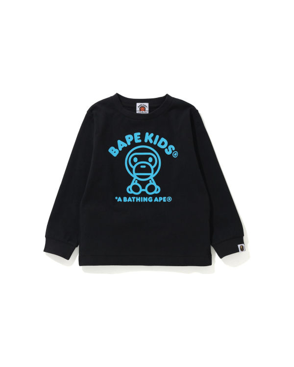 Camiseta Bape Milo Rug L/S Niños Negras | CRBMA-0459