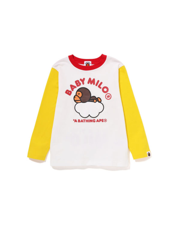 Camiseta Bape Milo Sleep On Cloud L/S Niños Blancas | MNEKL-4698