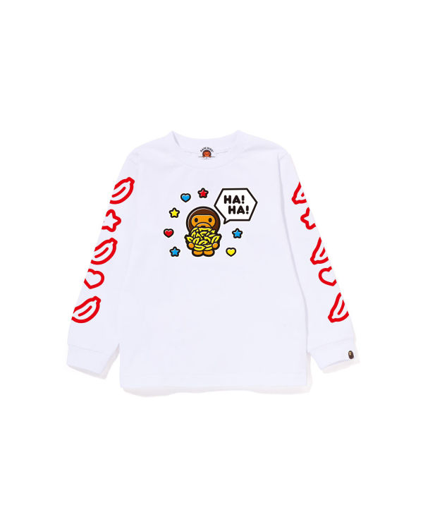 Camiseta Bape Milo Speech Balloon L/S #1 Niños Blancas | MBDWE-2390