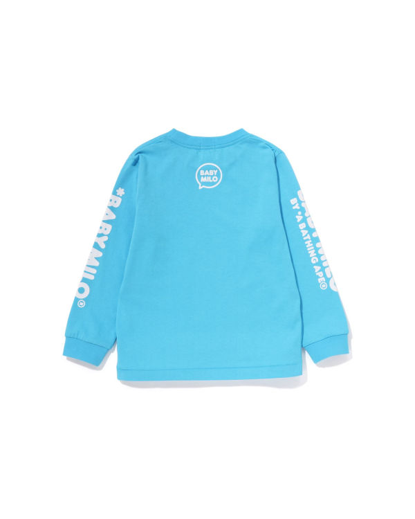 Camiseta Bape Milo Speech Balloon L/S #3 Niños Azules | JYXMA-6243