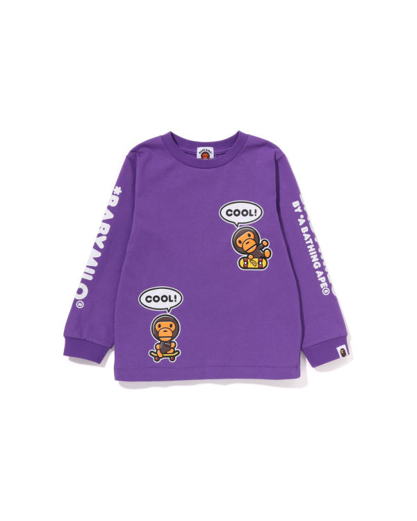 Camiseta Bape Milo Speech Balloon L/S #3 Niños Moradas | RXIAB-8139