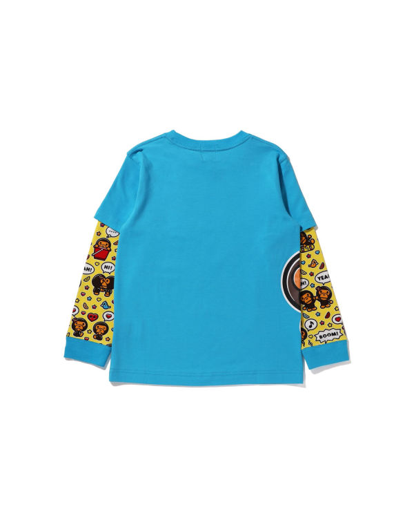 Camiseta Bape Milo Speech Balloon Layered L/S Niños Azules | NPMTO-9381