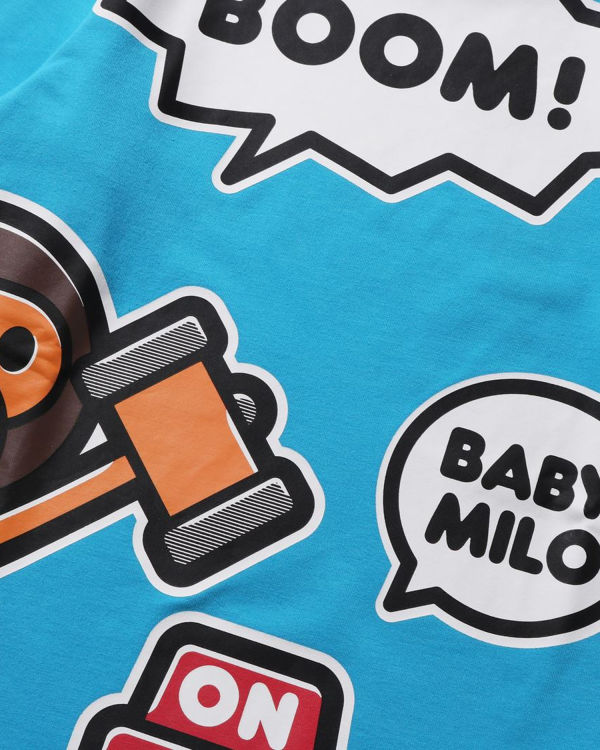 Camiseta Bape Milo Speech Balloon Layered L/S Niños Azules | NPMTO-9381